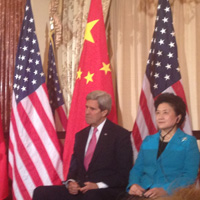 Tyler Brent took this photo of Secretary of State John Kerry and Chinese Vice Premier Liu Yandong from his seat at the U.S.-China Consultation on People-to-People Exchange in Washington last month.